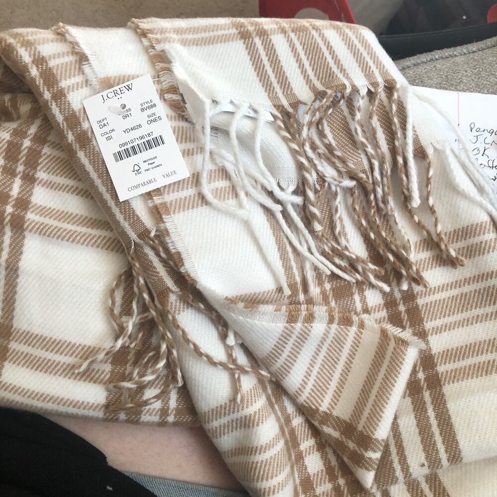 Scarf Women's J Crew Scarf Tan &‎ Cream 78”x24” NWT